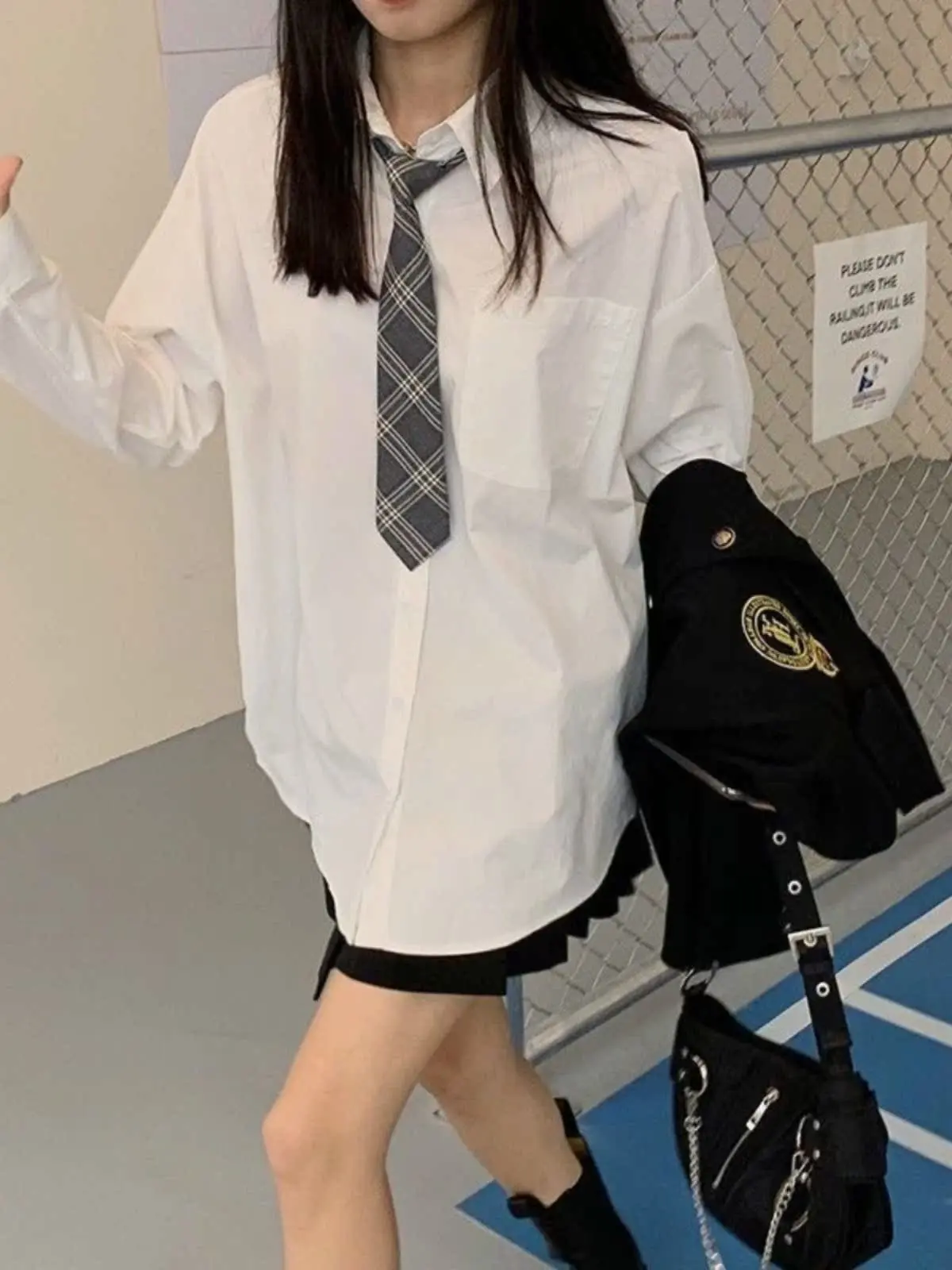 

Белая женская рубашка свободного кроя в стиле BF, с защитой от солнца, повседневная, шикарная, универсальная, с длинным рукавом, воротником и пуговицами