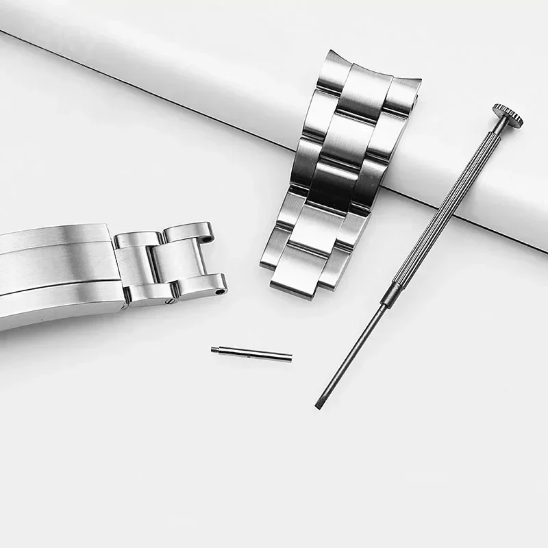 سوار من الفولاذ المقاوم للصدأ الصلب لحزام ساعة رولكس اكسبلورر II بإبزيم قابل للطي للرجال من نوع القوس واجهة خاصة