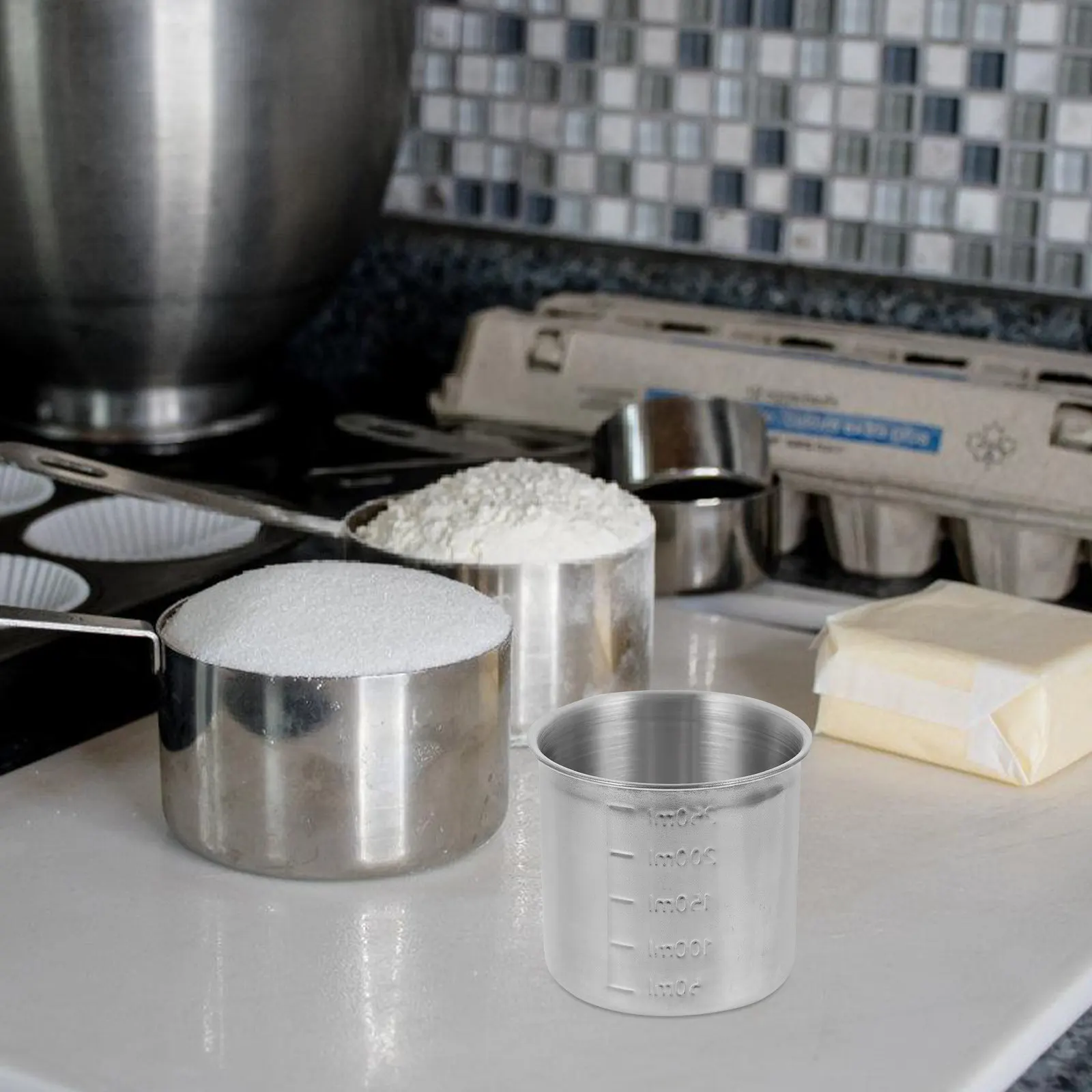 Professional Grade Stainless Steel Measuring Cup Precise Dual-Side Graduations Wide Opening for Pouring Cleaning Versatile
