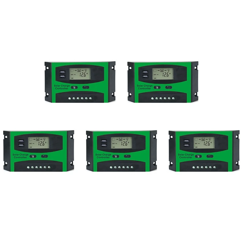 

5X 30A 12V 24V Solar Controller LCD Function Dual USB 5VDC Output Solar Cells Panel Battery Charge Regulator