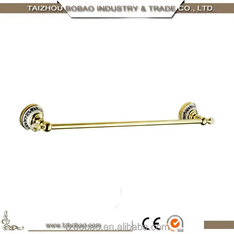 Luxury Gold Brass Bathroom Accessory Set with Ceramic Flower Decor Soap Dish Towel Rack Wall Mounted Hardware for Home Bath