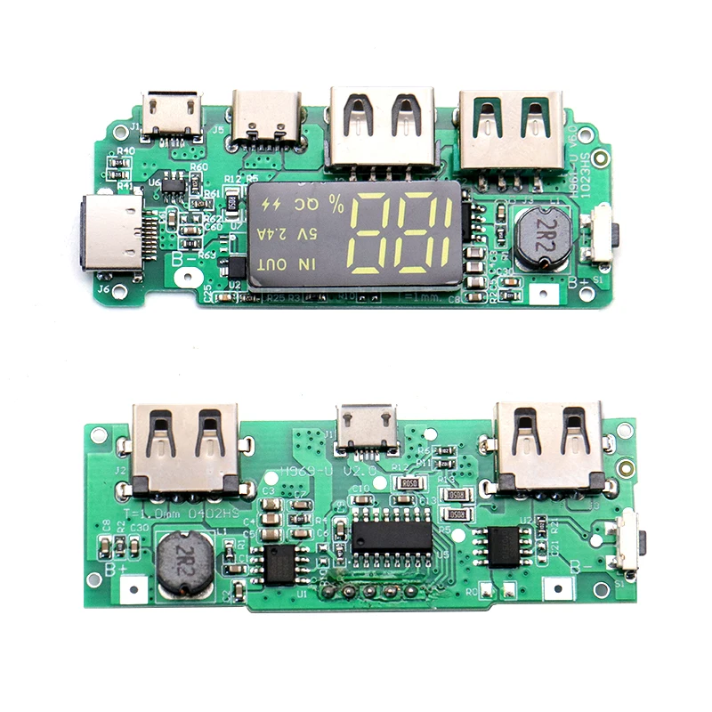 10PCS/18650 lithium battery digital display charging module 5V2.4A 2A 1A dual USB output with display boost module