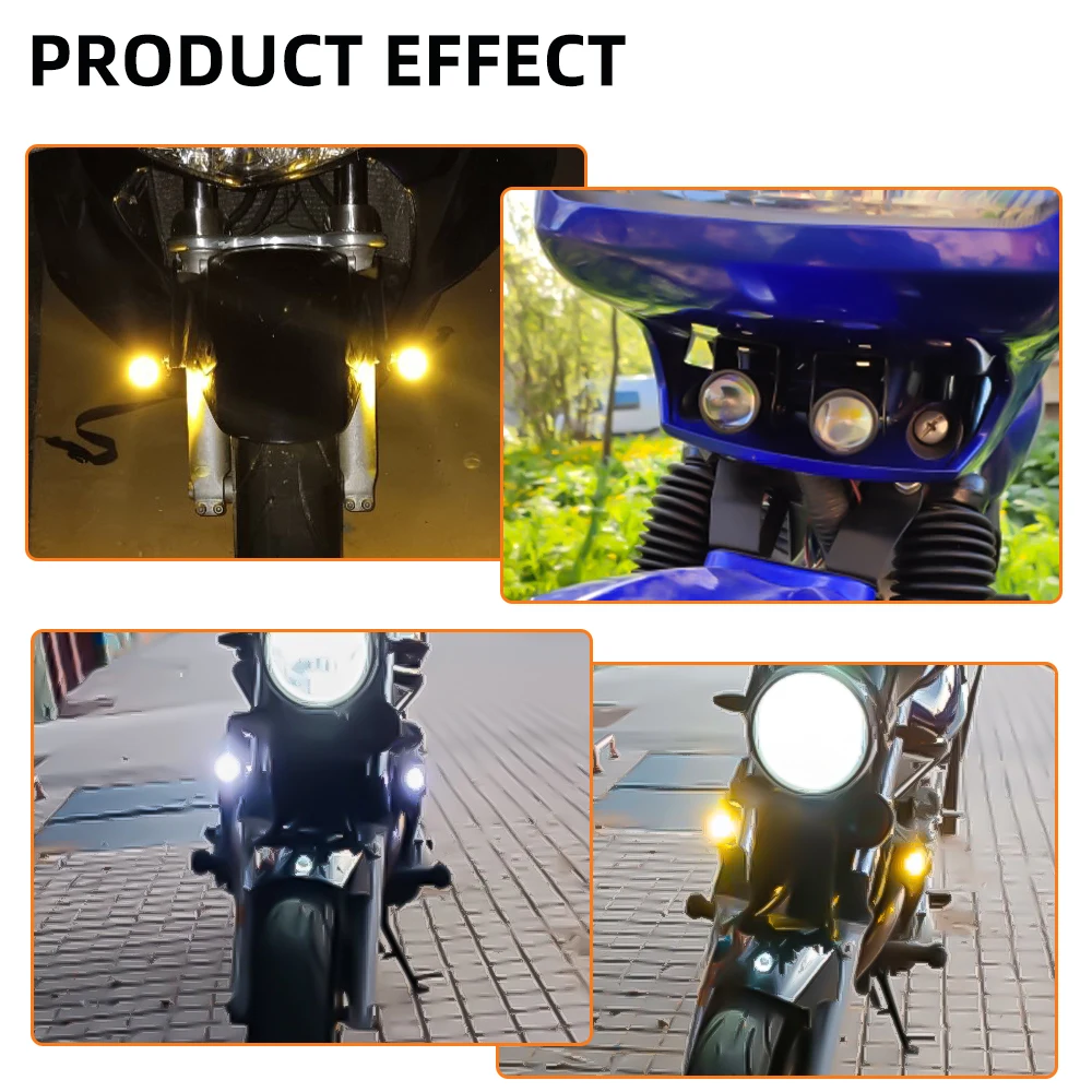 Motocykl Mini światło drogowe reflektor uniwersalny dwukolorowy skuter ATV do dodatkowej lampy punktowej Moto akcesoria do świateł przeciwmgielnych — zdjęcie 3