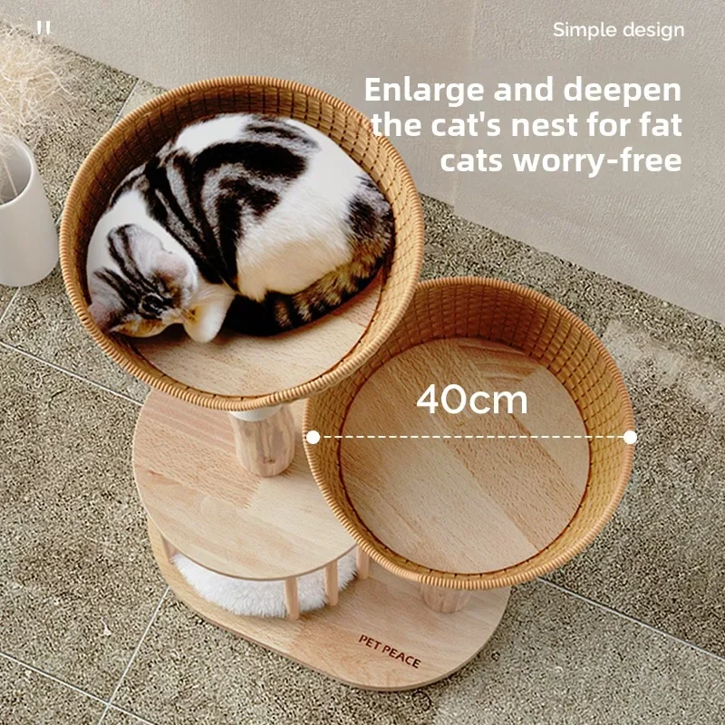 Rangka panjat kucing rotan kecil dari kayu solid sarang kucing