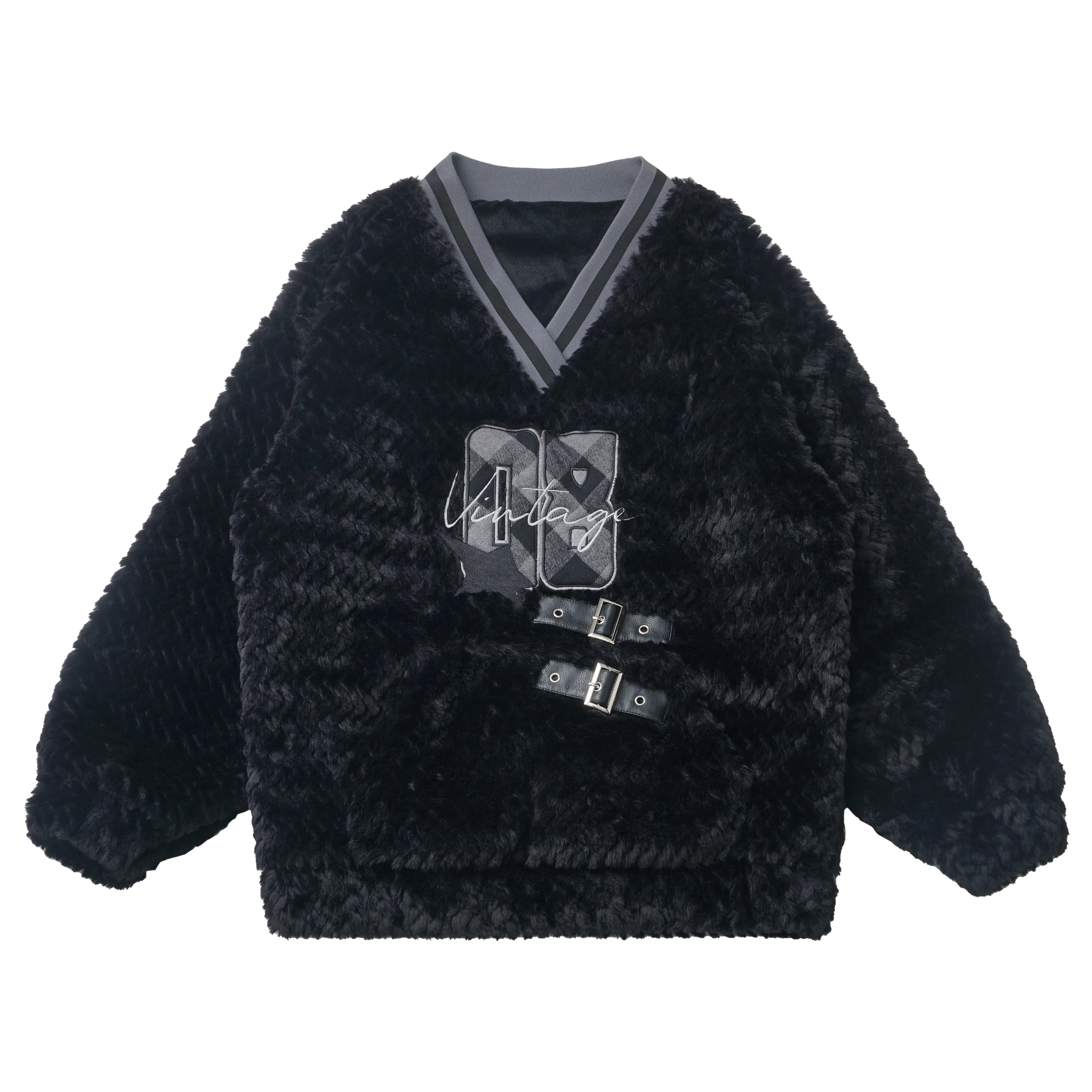 Оригинальный дизайн, милое крутое пальто из искусственного меха в стиле панк, осень-зима, новая теплая утепленная меховая куртка для девочек, плюшевая толстовка, брюки, юбки