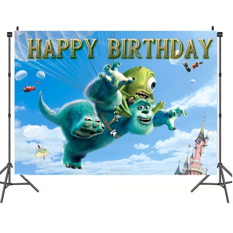 Monsters University Birthday Party Decoration Mike James Balloon Photo Background Flag Cake Topper Boy Baby Shower Home Garden