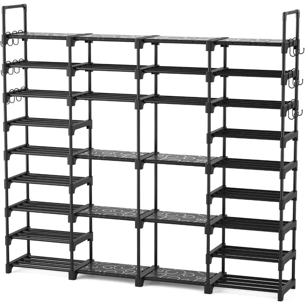 Large Shoe Rack Organizer for Entryway Closet 64-68 pairs 9-Tier Heavy Duty Tall Shoe Shelf Shoes Storage with 18 Pcs Removable