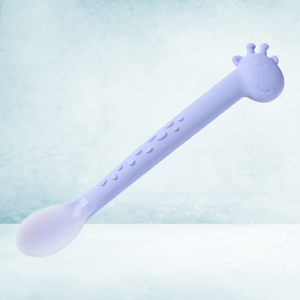 

Silicone Soft Non-Slip Rice Paste For Newborns Microwave Disinfection Purple Gum Care Spoon Baby Feeding Tool Infant Feeding