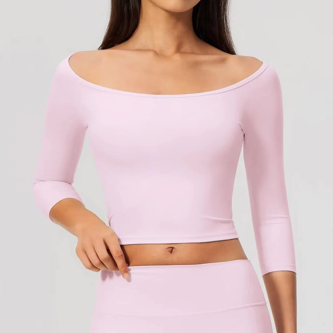 Quick Dry Five Quarter Sleeve T-shirt Women's Yoga Shirts Sports Tops Tight Fitting Pilates Training Exercise Fitness Top Female