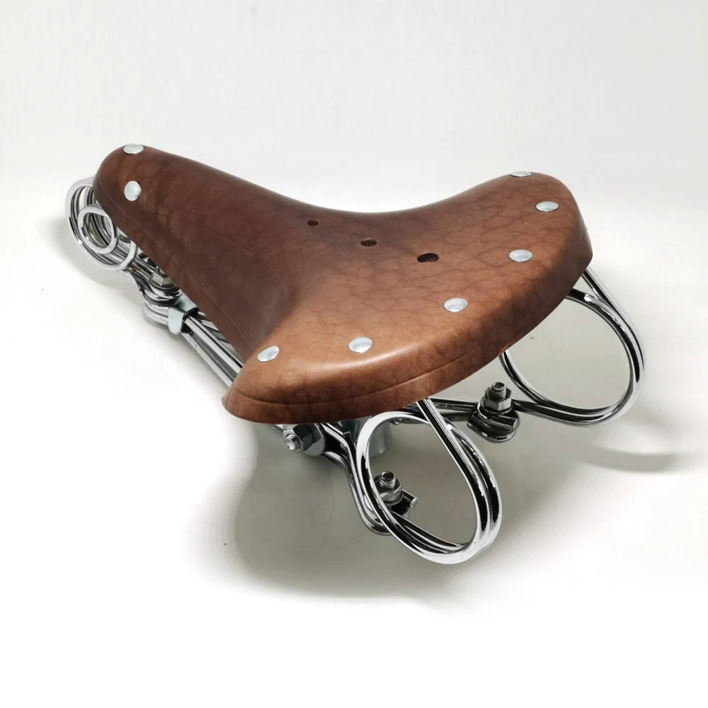 G46 Fahrradsattel Vintage 100% Rindsleder-Sattel Verstärkter Metallrahmen im Alten Stil – Detail 36