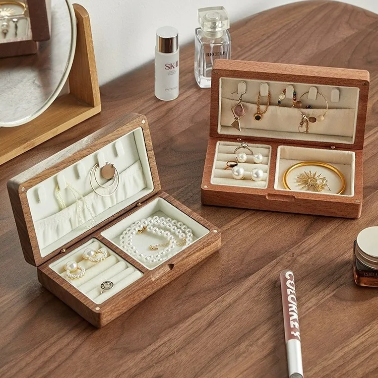 

Шкатулка для драгоценностей из цельного дерева, черный орех, футляр для хранения в стиле ретро из массива дерева, шкатулка для драгоценностей, дерево, черный орех, Tary