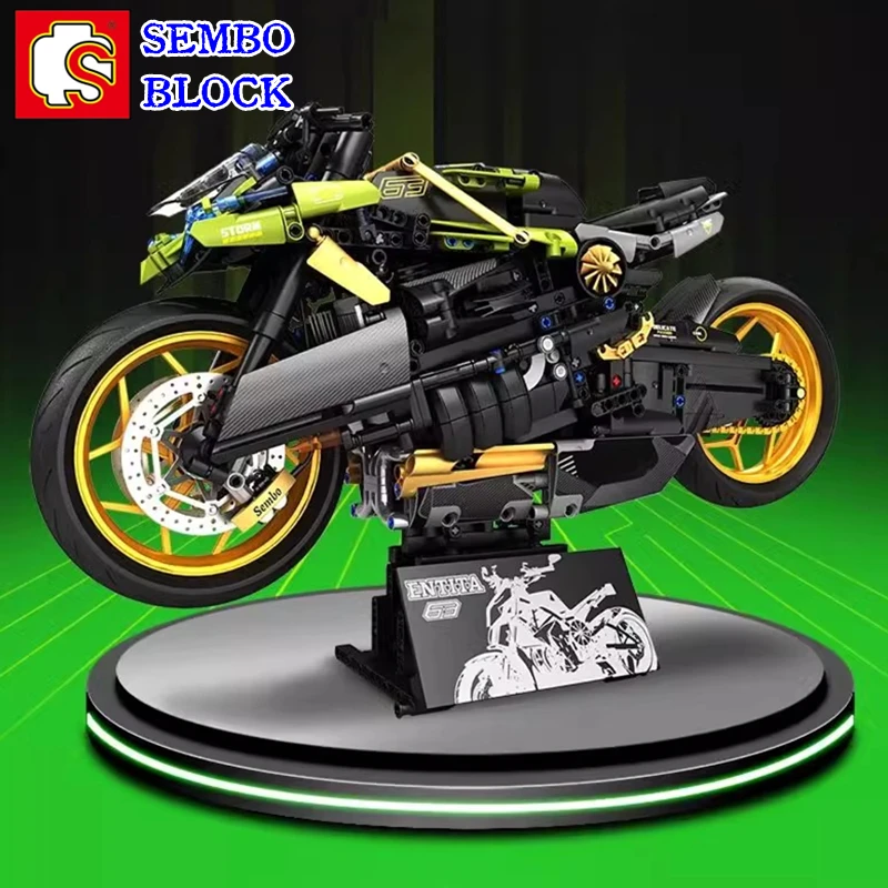 SEMBO motorcycle building blocks large size difficult assembly model children's mechanical toy birthday gift