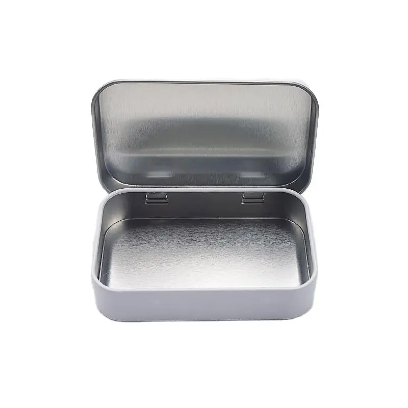 

Size:95*60*21mm small rectangle tin box with double white color coating mint tin box candy metal case tin packing