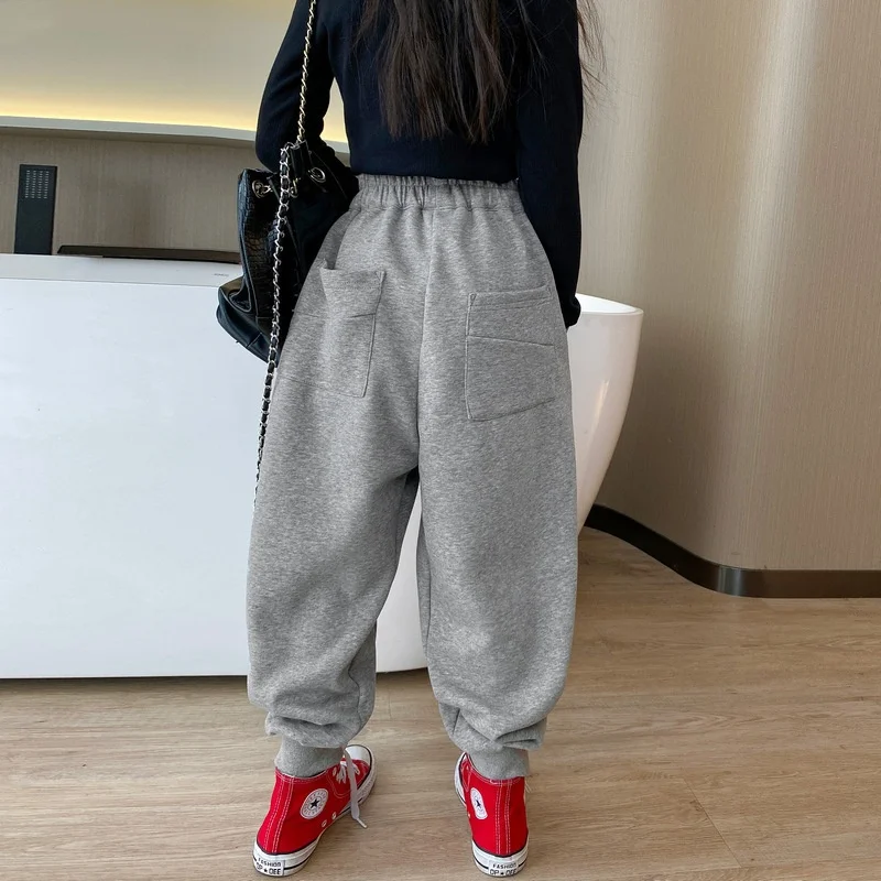 Girls Casual Pants Long Trousers Cotton 2024 Black Spring Autumn Teenagers Baby's Kids Pants High QualityTeenagers Children's Cl