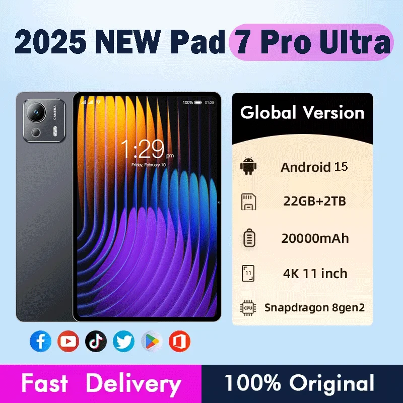 

2025 Gobal Version New Pad 7 Pro Ultra Tablet PC 11 Inch HD 4K Screen Android 15 Snapdragon 8 Gen2 Mini PC 5G WiFi GPS Mi Tab PC