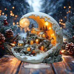 1pc Moon House Decorations For Home Ornaments Bohemian Moon House Acrylic Display Stand Kids Xmas Gift New Year 2024