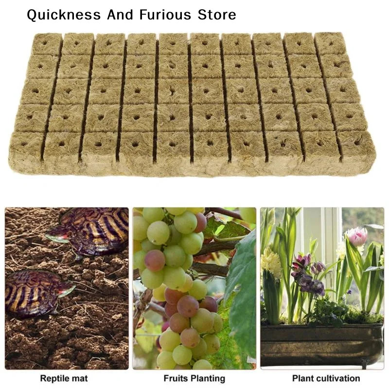 【T】50Pcs Plant Root Rock Wool For Gardening Starter Cubes Plugs For Hydroponics Seed Cuttings Propagation Tool