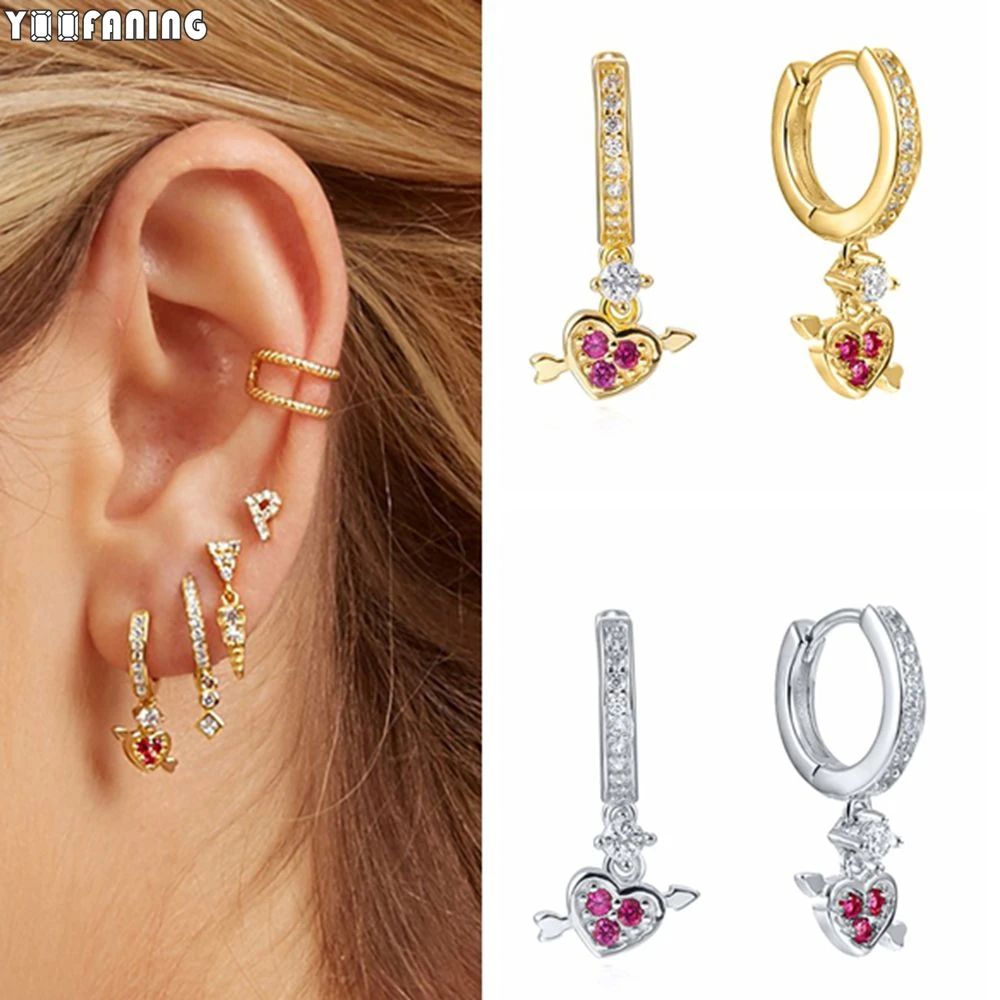 

925 Sterling Silver Ear Needle Sweet Romantic Gold Silver Hoop Earrings Love Cupid Design Cute Earrings for Women Jewelry Gift
