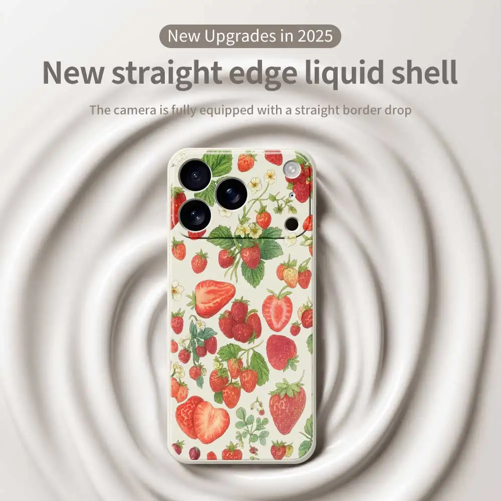 الفراولة نمط جراب هاتف آيفون 17 برو ماكس 17 الهواء 16 15 14 زائد 13 12 11 برو ماكس XS ماكس XR 7 8 زائد 16E غطاء سيليكون