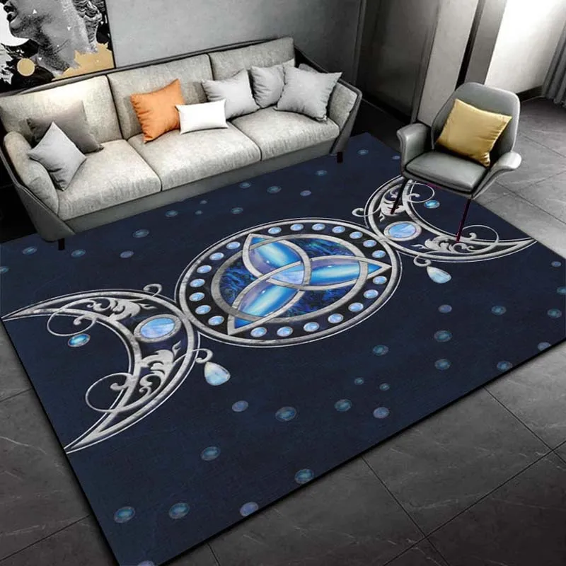 Blue Celtic Knot Rug for Mystical Home Decor - Ancient Symbolic Pattern Floor Art Anti slip carpet can be machine washed