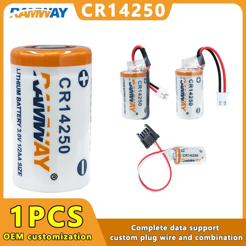 RAMWAY CR14250 3V 1/2AA 1400mAh Lithium Battery For PLC Industrial Control Servo Encoder Automation Robot Control Cabinet