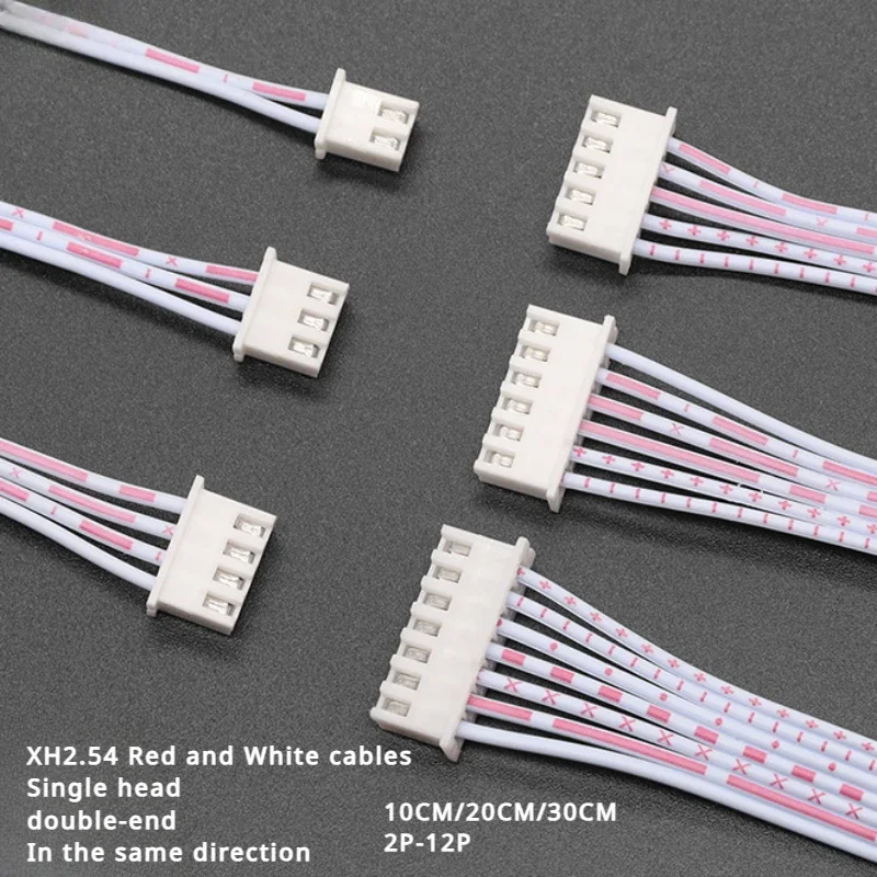 

10Pcs XH2.54 XH2.54mm 2P/3/4/5/6/7/8/9/10/12 Pin Female Plug Terminal Cable JST Wire Connector Single/Double Head Red White Line