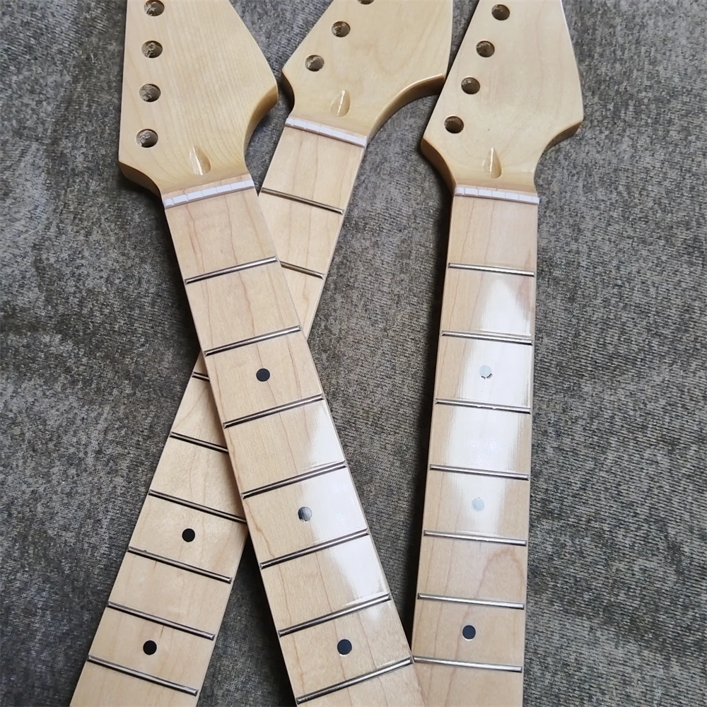 22 Frets 42mm Nut 6 Strings Maple Electric Guitar Neck Maple Fretboard Glossy Paint Wood Color Guitar Parts Accessories