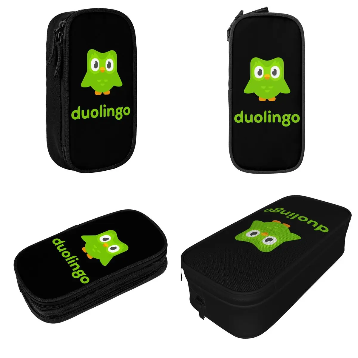 لطيف Duolingo مقلمة الكرتون البومة قلم رصاص الحقيبة صندوق القلم لفتاة صبي أكياس تخزين كبيرة الطلاب مدرسة سستة القرطاسية
