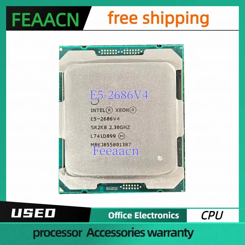 Processador CPU Xeon, E5-2686V4, 2,30 GHz, 18 núcleos, 36 núcleos, 145W, E5 2686 V4, FCLGA2011-3, 145W, E5-2686 V4