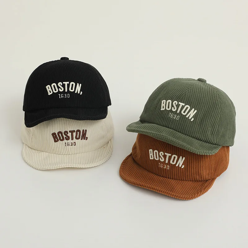 

Однотонная Вельветовая детская шапка с утенком и языком, Детские кепки с буквами, модная детская бейсбольная шапка, уличные солнцезащитные козырьки для мальчиков и девочек