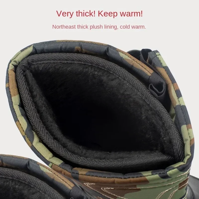 Men's Boots Fashion Medium Tube Snow Boots Outdoor Waterproof Fishing Cotton Boot Plush Warm Winter Boots for Men Botas Hombre