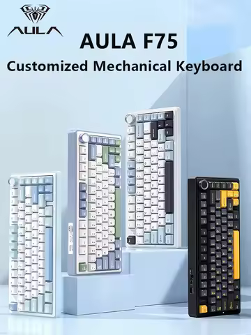AULA F75 2.4G Wireless/Bluetooth/Wired Gaming Mechanical Keyboard RGB Customized 75% Layout OEM Profile Gasket Structure