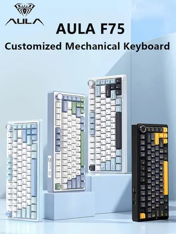 AULA F75 2.4G Wireless/Bluetooth/Wired Gaming Mechanical Keyboard RGB Customized 75% Layout OEM Profile Gasket Structure
