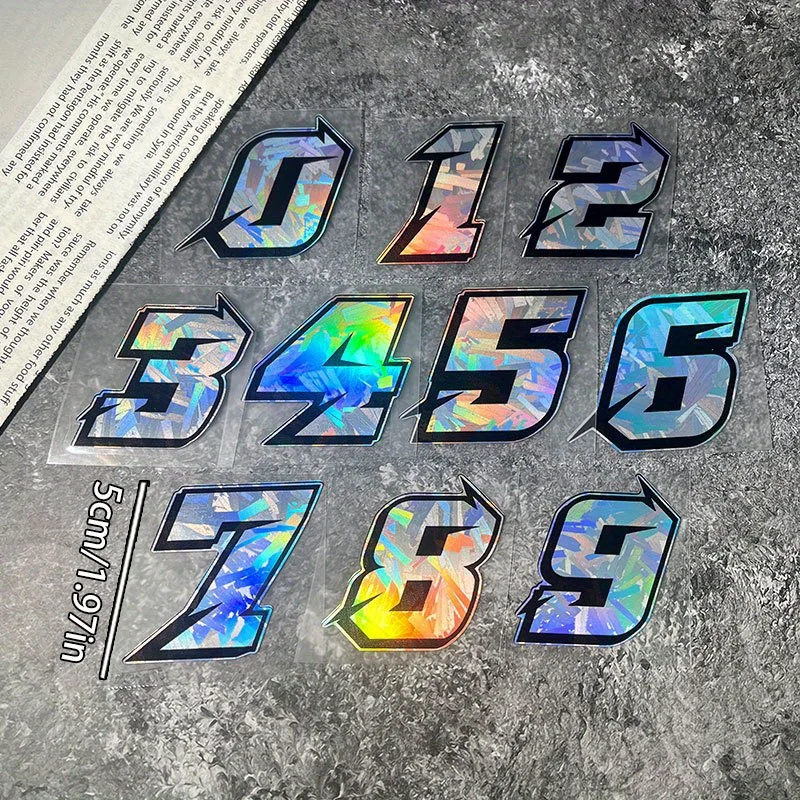1PC Laser Racing Number Sticker 0-9 Vinyl Decal Waterproof Car Bumper Window Motorcycle Tank Helmet DIY Decor