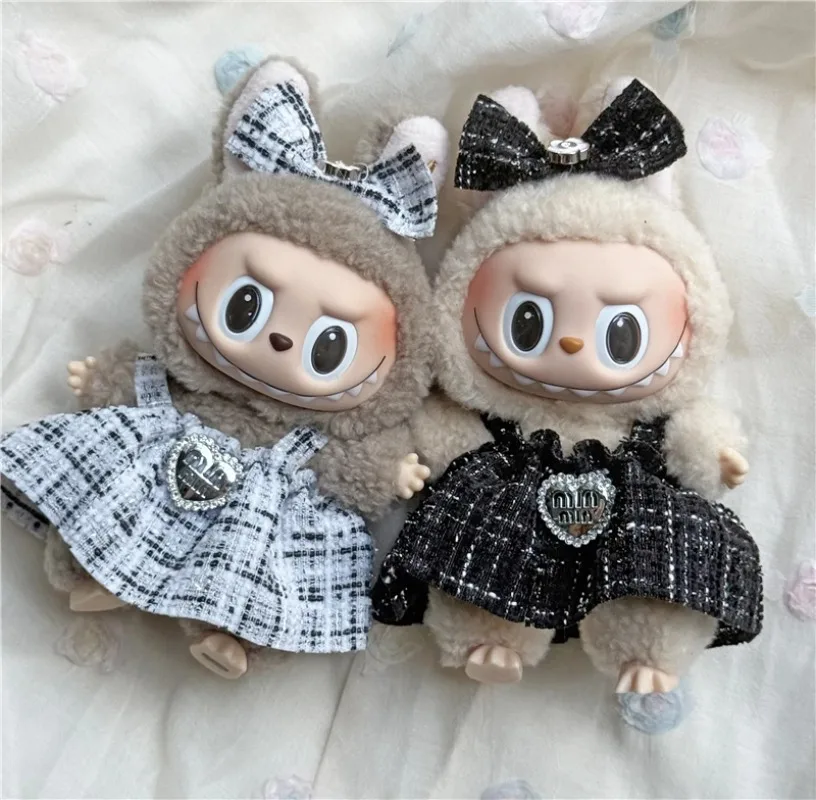 15 17 سنتيمتر لدمية Labubu تنورة رائعة الزي الملابس الملونة الكلاسيكية الاجتماعية فستان فاخر حقيبة كروسبودي الملابس والاكسسوارات