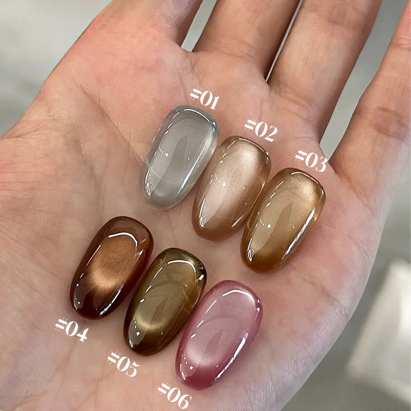 10ML 1-12PCS Brown Nails Champagne Silk Cloth Amber Maillard Cat Eye Magnet Gel Nail Polish French tip Nails Nail Stuff