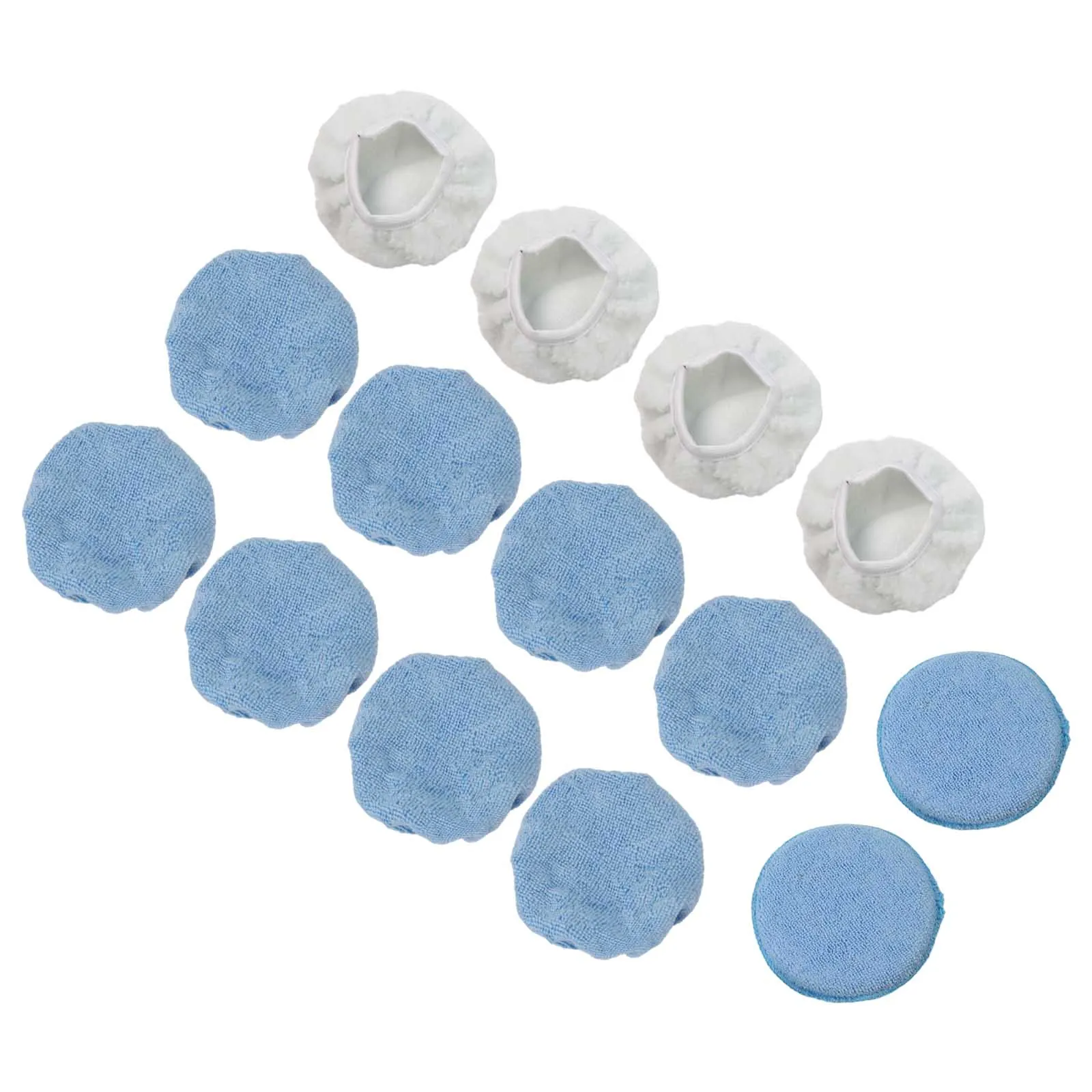 Kit de herramientas para el cuidado del coche, almohadilla de pulido para coche, almohadillas de microfibra de alta intensidad, almohadilla de pulido, brillo de nivel profesional azul y blanco