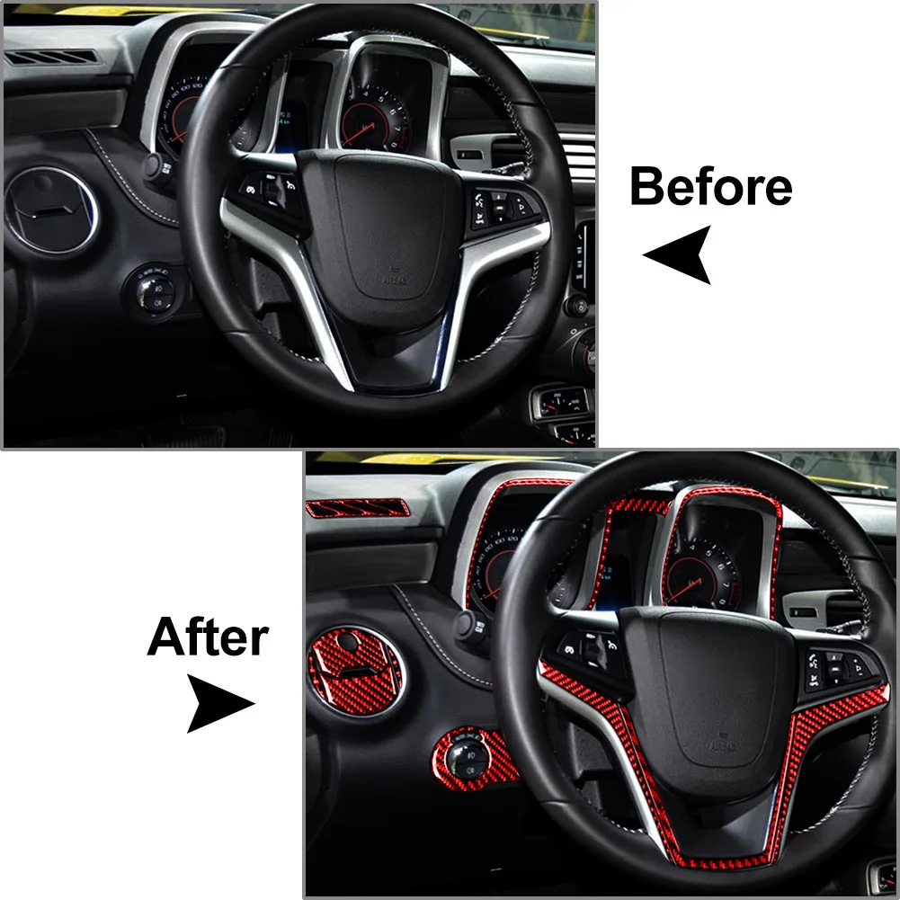 21 Pcs Red Carbon Fiber Car Full Set Interior Decoration Cover Trim For Chevrolet Camaro 2010 2011 2012 2013 2014 2015 LHD Only