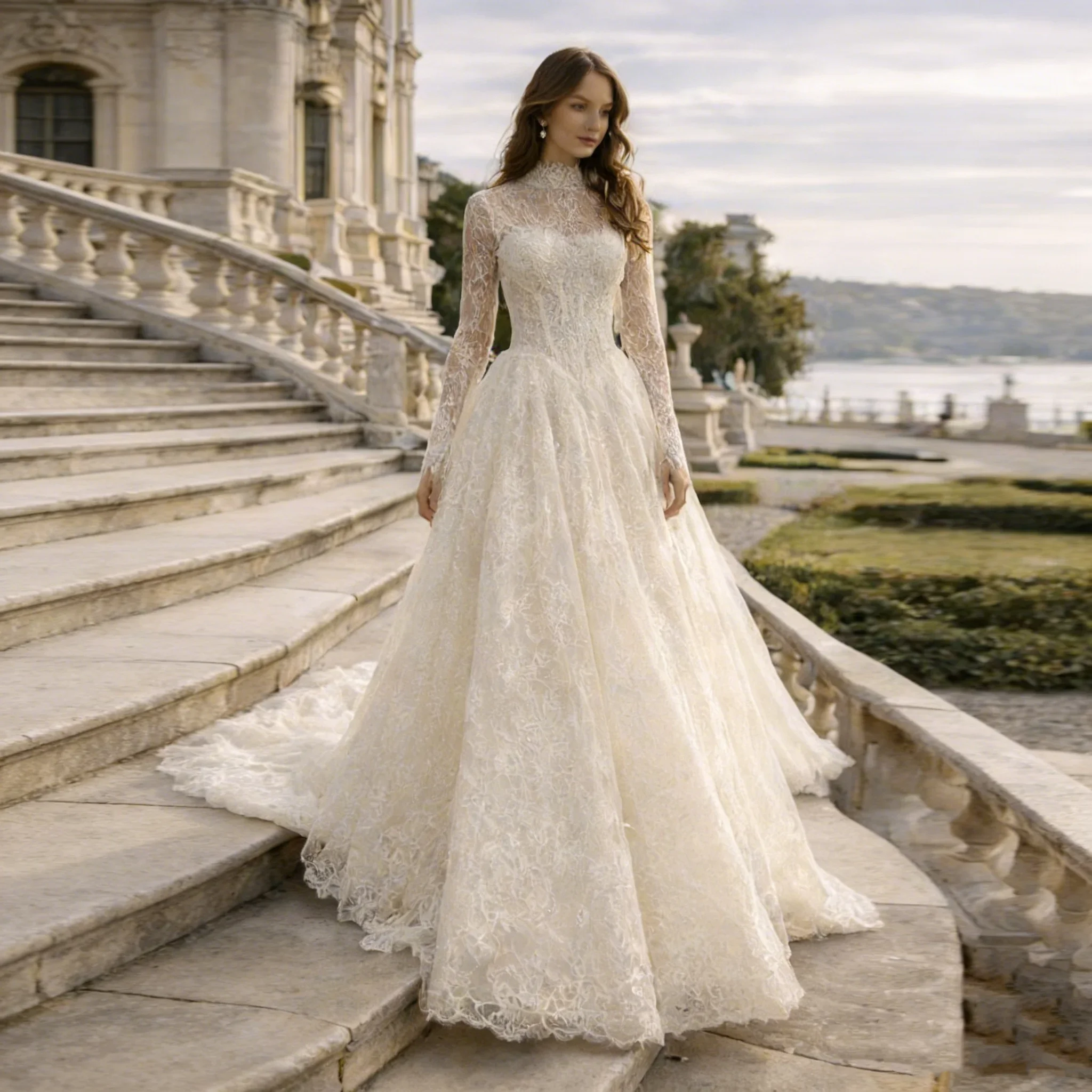 New Arrival Long Sleeve Wedding Dresses High Neck Luxury customized Vestidos De Novia Lace Vintage Bridal Gowns