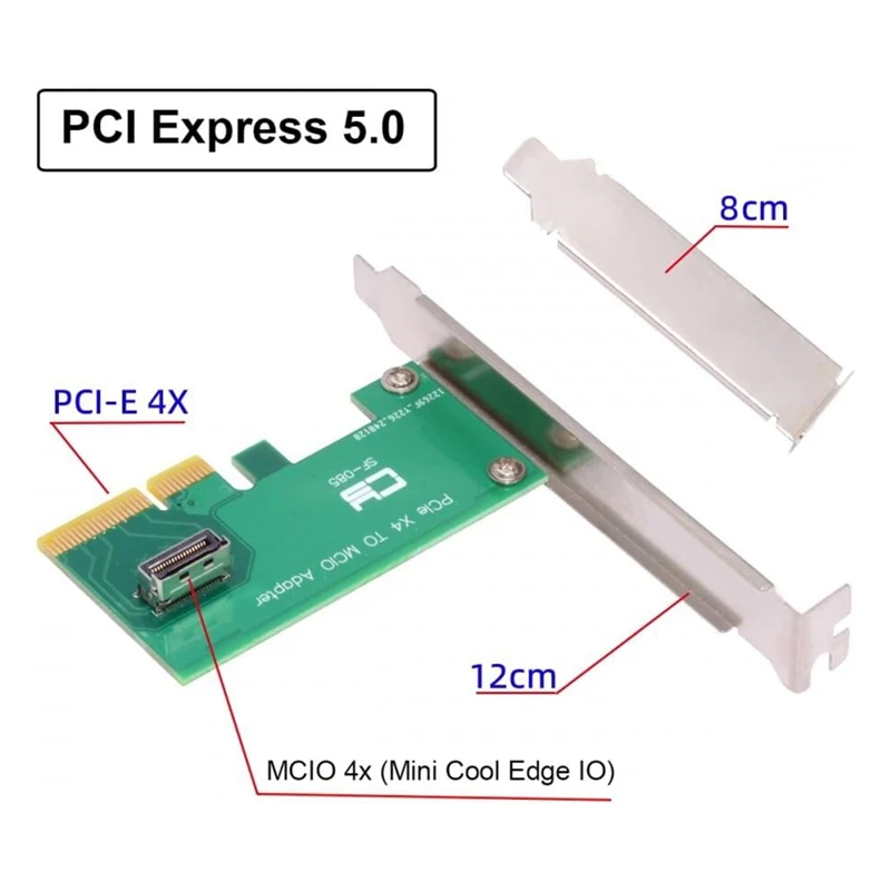 PCI-Express Card 5.0 4.0 4X To MCIO Mini Cool Edge IO Female Host Adapter For Pcie Nvme U.2 SSD Adapter Card