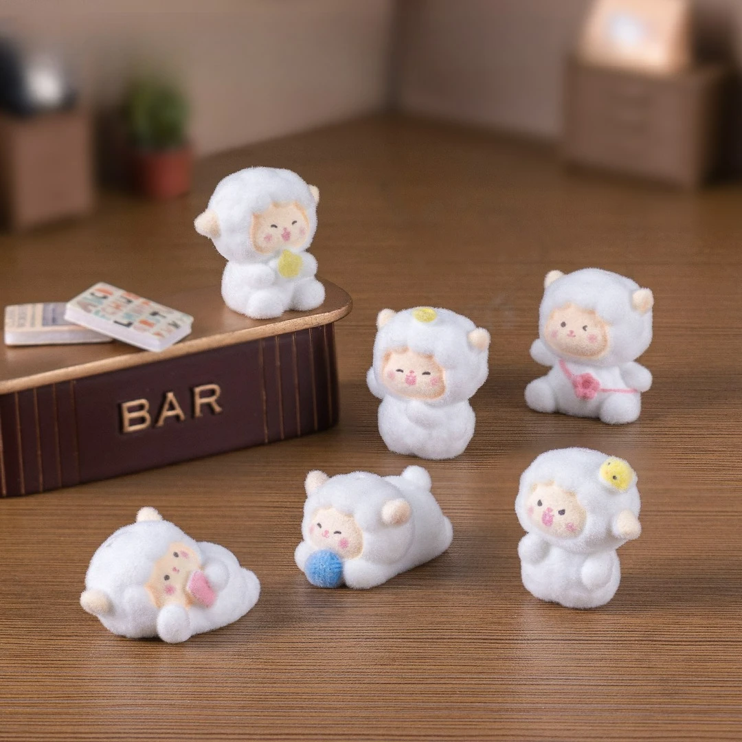 

18pcs 3D Flocking Resin Cute Sheep Doll Cartoon Animal Charms For Keychain Necklace Earrings Making DIY Jewelry Accessories