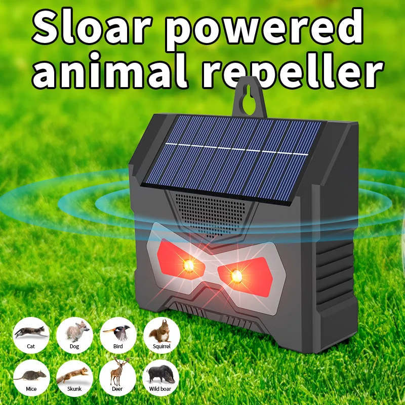 Elektronischer Ultraschall-Vogelvertreiber IP66 Wasserdicht Solarbetrieben LED-Blitzlampe Schädlingsbekämpfung für Hof und Garten