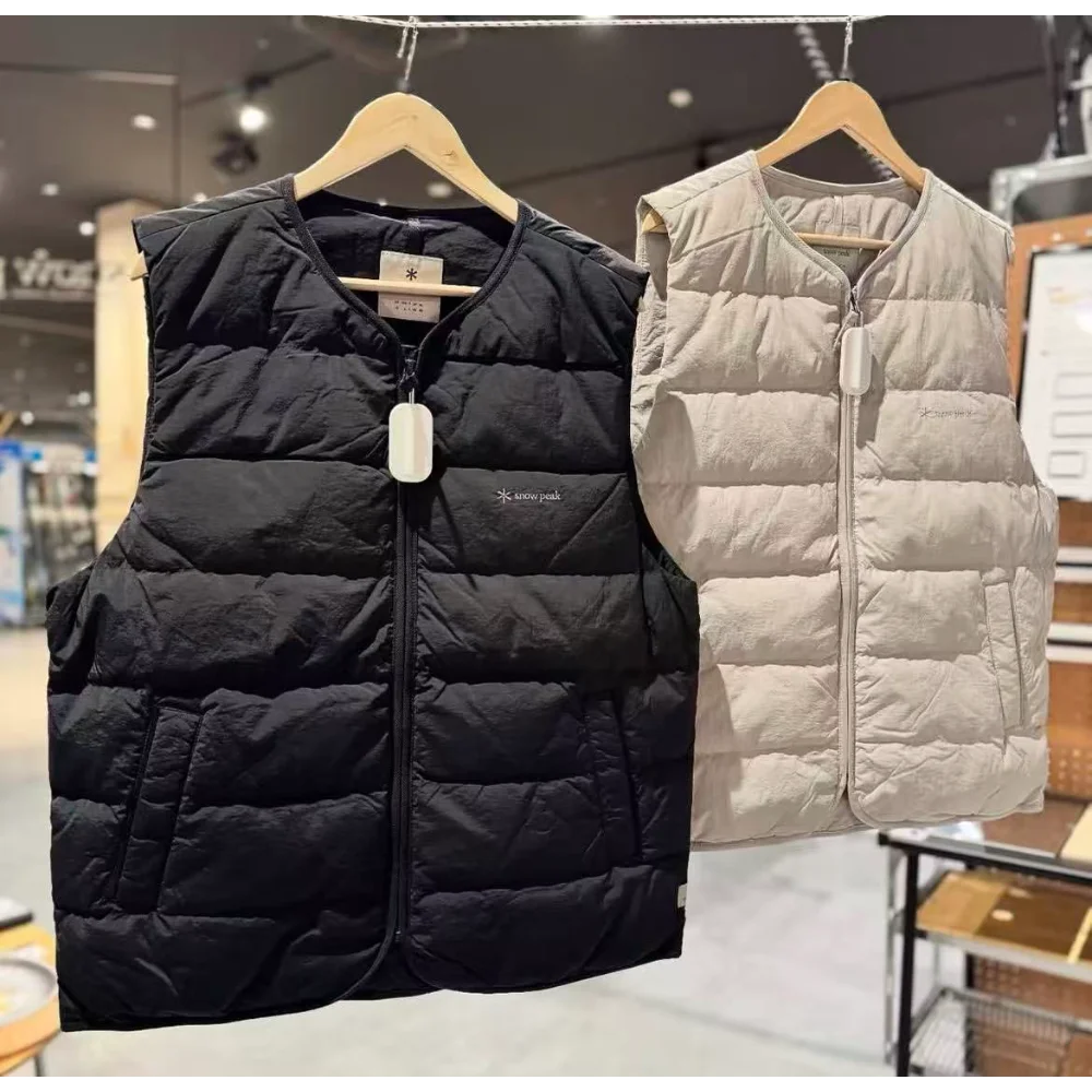 snow peak Lightweight Duck Down Vest Men Women Unisex Classic All Match Warm Sleeveless Jacket Portable Outdoor Casual Waistcoat