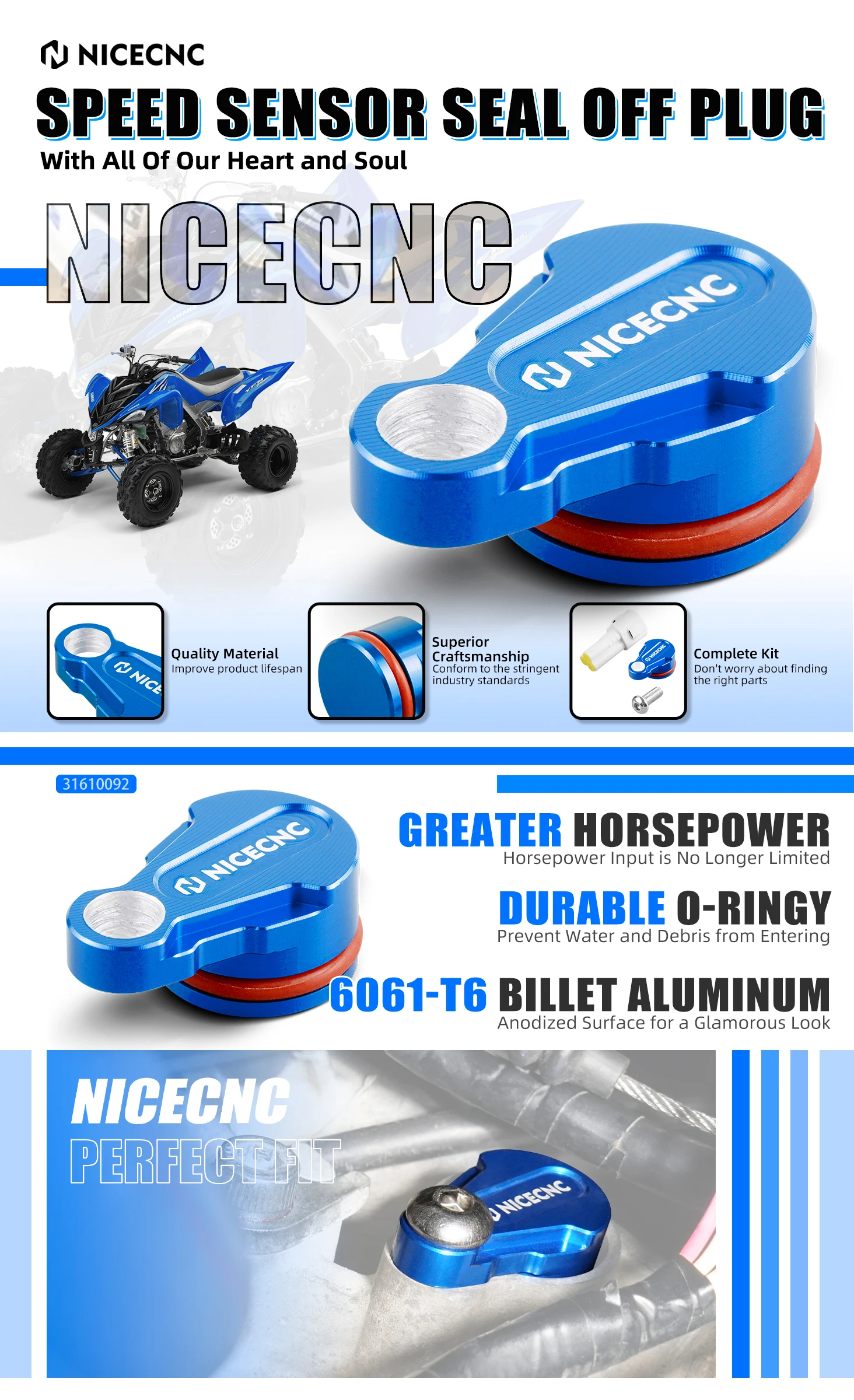 NICECNC Für Yamaha Raptor 700 700R 2006-2026 Geschwindigkeitssensor-Verschlussstopfen Passend für YFZ450R YFZ450X Aluminium ATV-Zubehör – Detail 1