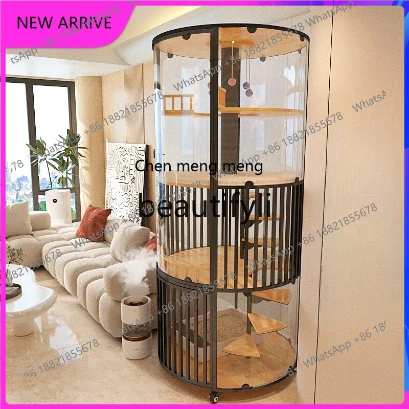 

X AA85 Glass Panoramic Villa Cat Cage Cat House Luxury Large Household Indoor with Integrated Toilet