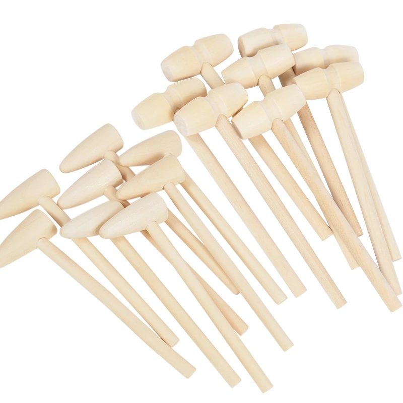 5/10Pcs Mini Wooden Hammer Wood Mallets Seafood Lobster Crab Leather Crafts Crackers Kids Toys Jewelry Crafts Wood Craft Tools