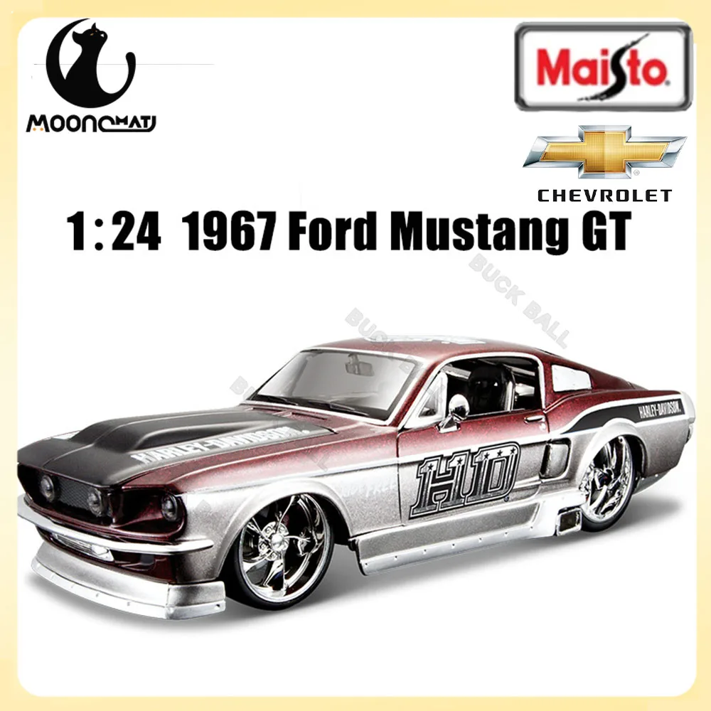 

Модель автомобиля Maisto 1967 Ford Mustang GT из цинкового сплава в масштабе 1:24, спортивный автомобиль Chevrolet Die Cast в стиле ретро, коллекционный роскошный автомобиль, игрушечный подарок