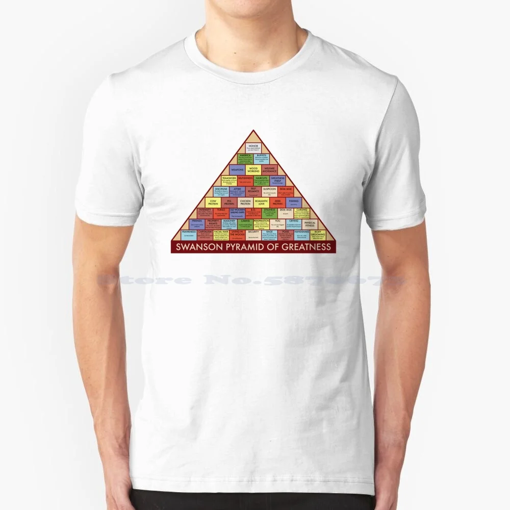 The Swanson Pyramid Of Greatness T Shirt 100% Cotton Tee Pyramid Greatness Ron Swanson Text Graphic Vector Cool Awesome Meme