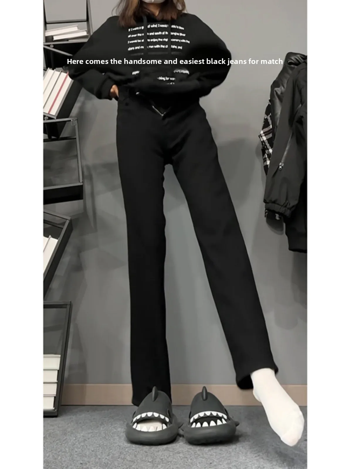 

Pure Bla Slim Fit Men's Jeans Autumn Winter Straight Leg Long Length Elastic Narrow Version Casual Faionable Youthful