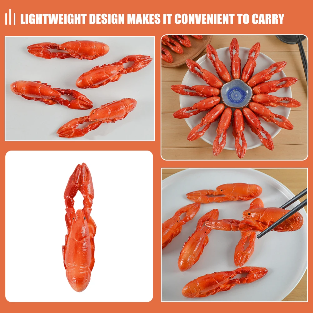 

4 Pcs Simulated Crayfish Simulation Lobster Model Decoration Food Fake Shrimp Props Pvc Toy Child
